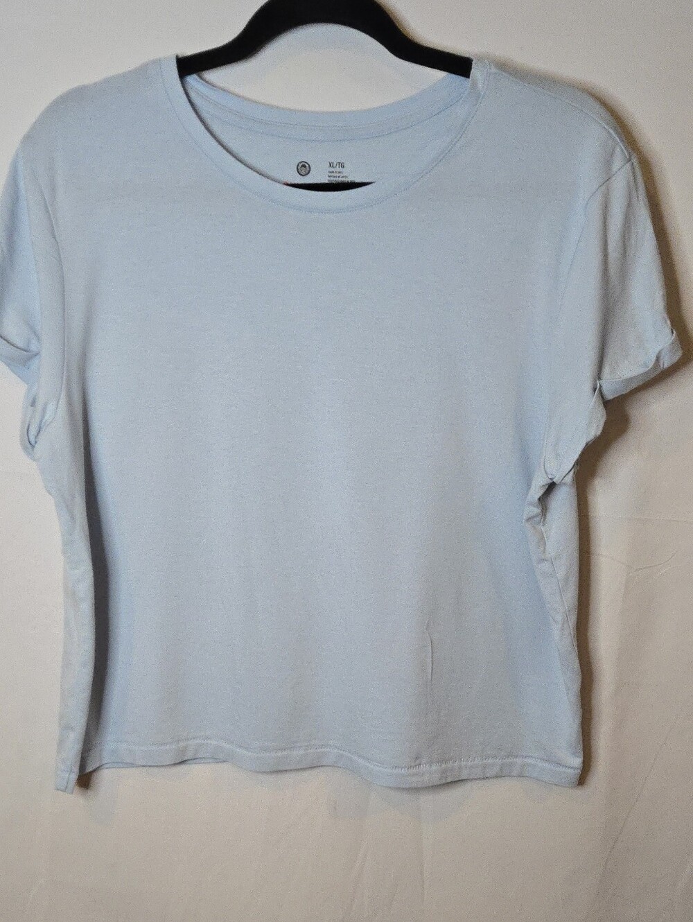 Sundry Rolled Sleeve Light Blue Women's XL Crewneck Tee Supima Cotton Casual